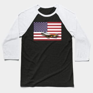 North American Sabre on the US flag Baseball T-Shirt